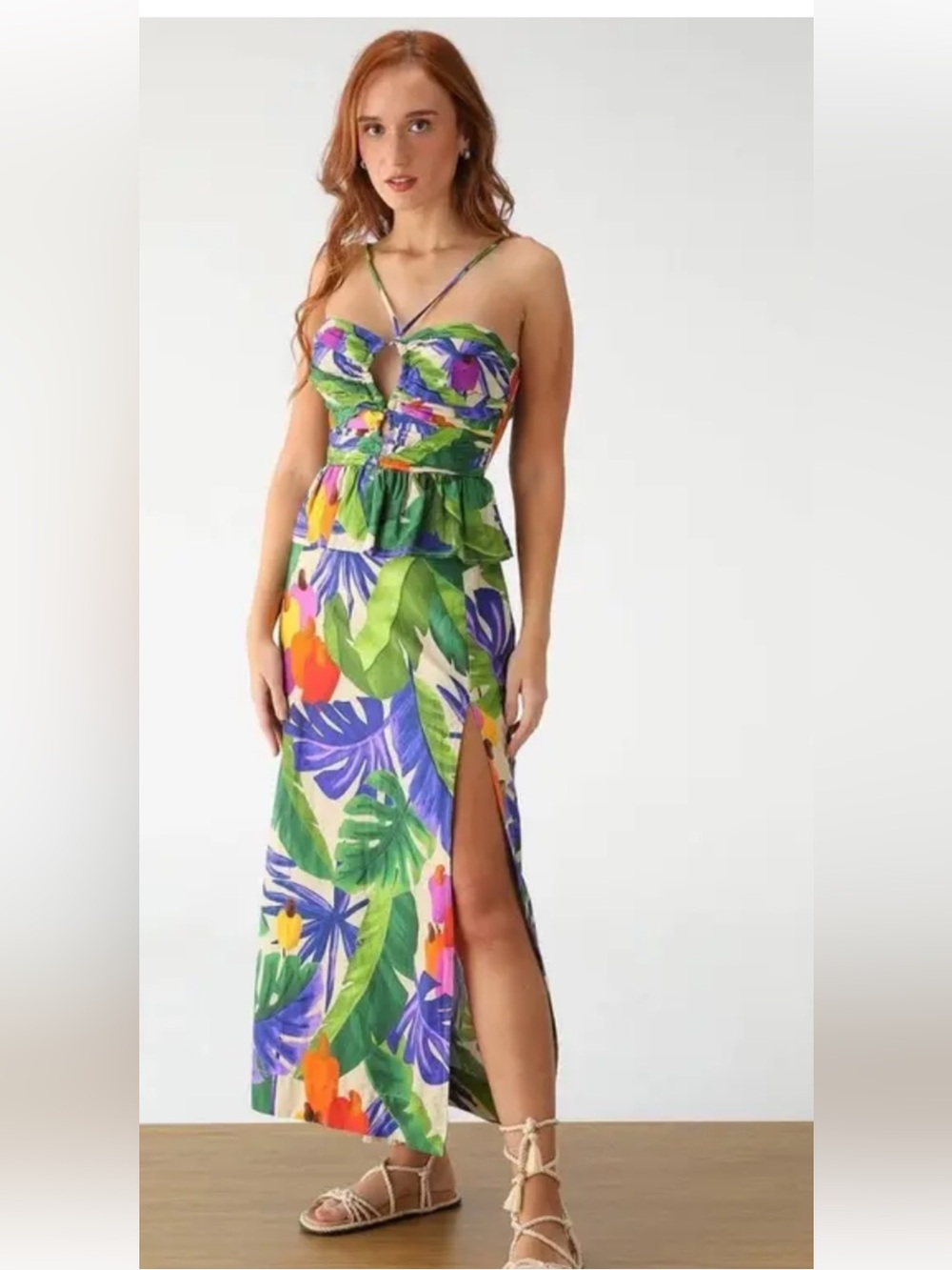 FARM Rio Strapless Midi Dress - Green, Purple, Pink, Orange - Picture 5 of 9